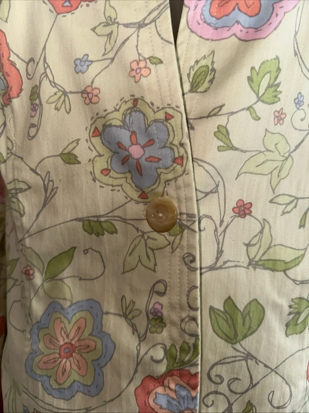 Sigrid Olsen Sport Pure Provence Floral Jacket L Cotton Blend One Button
